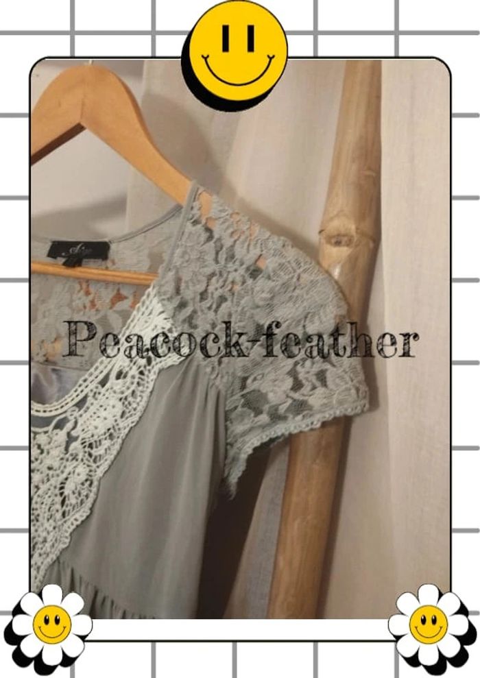 Robe kaki bohème dentelle T1 36/38 - photo numéro 5