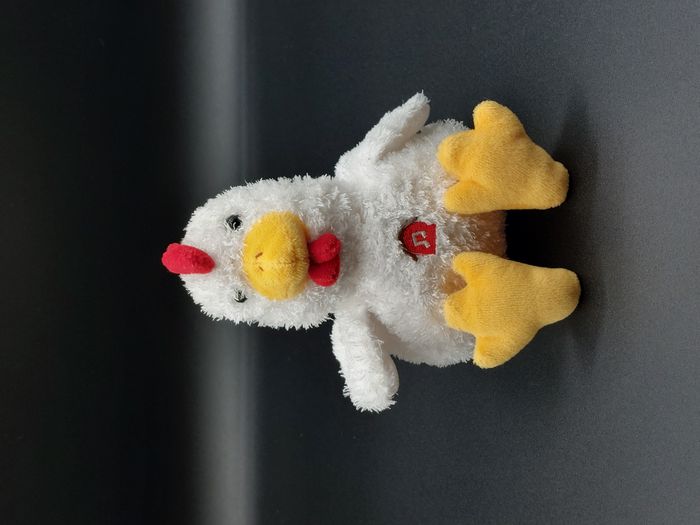 Peluche doudou poule coq poussin blanc jaune GIPSY crête rouge 17 cm SON HS