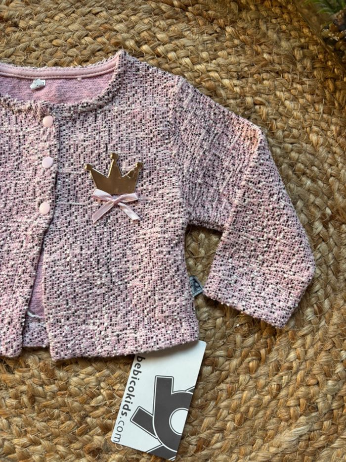 🌺Bolero rose effet pied de poule Taille 6mois🌺 - photo numéro 2
