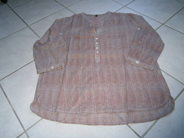 Chemisier rouge/gris manches 3/4 Taille 40 - photo numéro 2