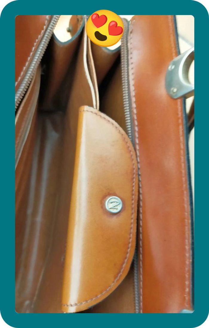 Sac à main vintage Nouveau Maroquinier, en cuir rigide, marron - photo numéro 12