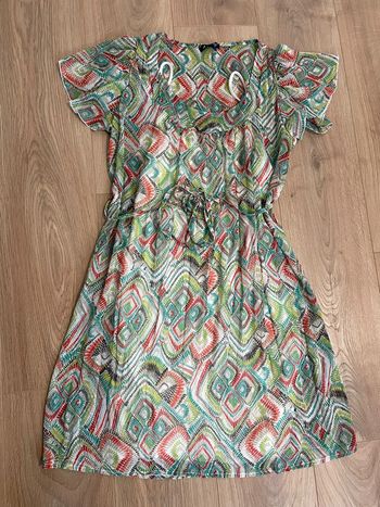 Robe phare de la baleine multicolore été voile et doublure blanche