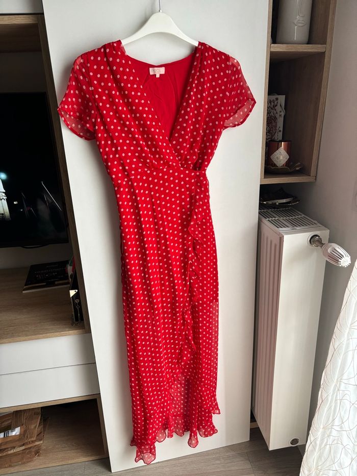 Robe longue porte feuille petit pois rouge taille - photo numéro 1