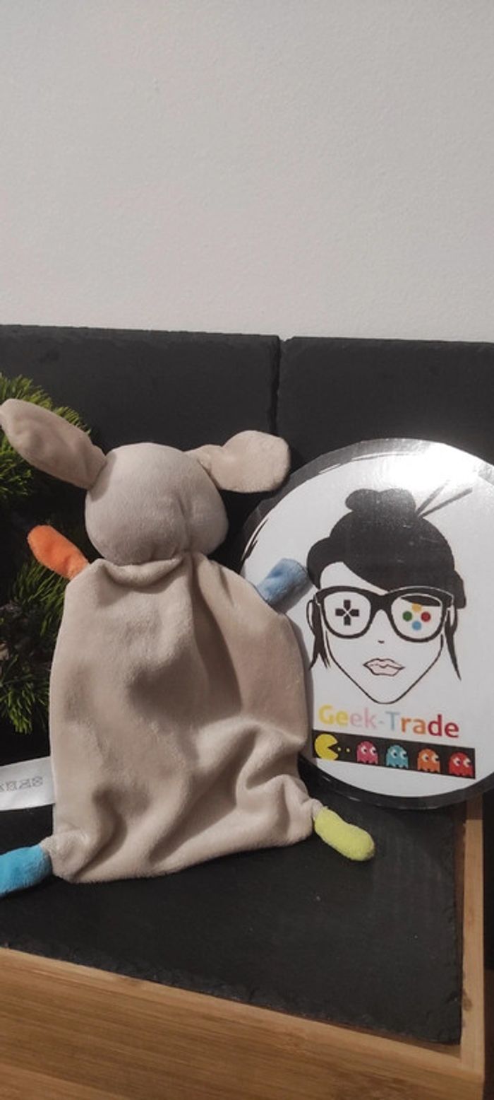 Nicotoy Doudou Chien lapin Gris Orange Bleu Vert Rond beige blanc croix - photo numéro 2