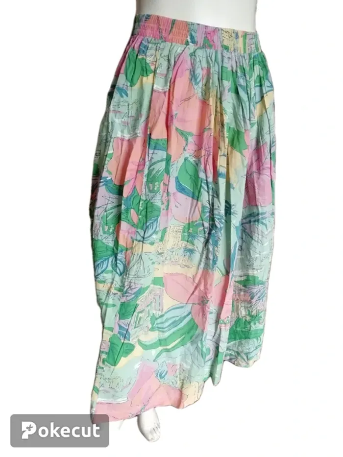 Jupe skirt vintage retro summer été tropical flower fleurs