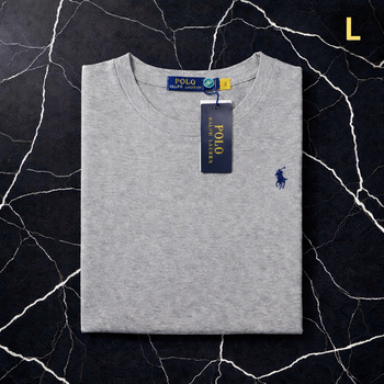 Tee Shirt Ralph Lauren pour homme - Taille L - Gris logo brodé noir - Neuf