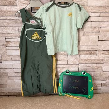 Ensemble adidas vert  salopette et t-shirt - T9mois 