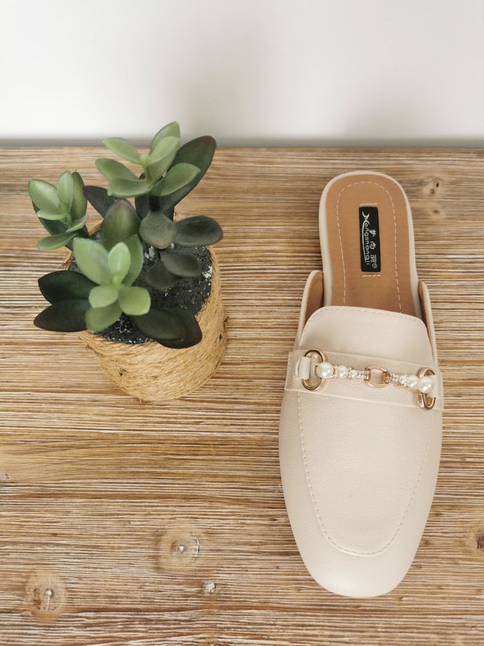 Mules à détails Perles & Strass Beige Nude Shein Pointure 38 - photo numéro 6
