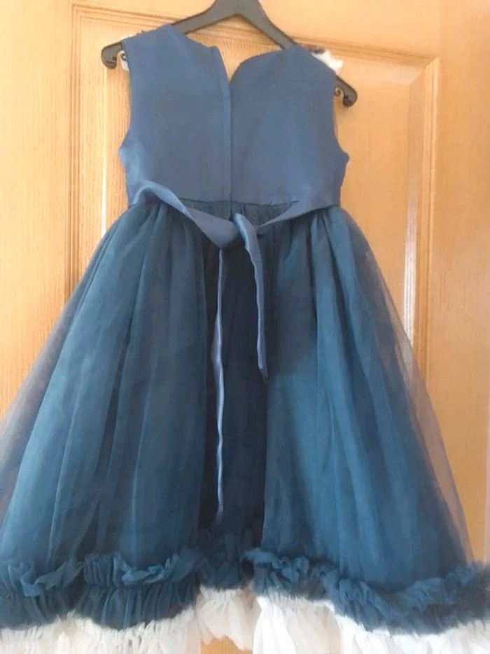 Robe cérémonie 6 ans mariage baptême bleu marine et blanche - photo numéro 2