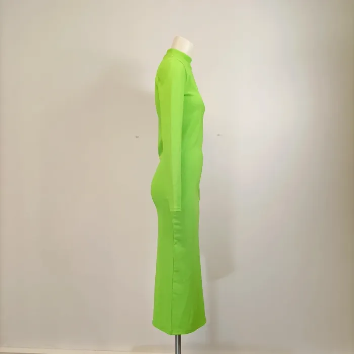 Robe verte fluo- M - stradivarius - robe longue moulante, soirée A288 - photo numéro 5