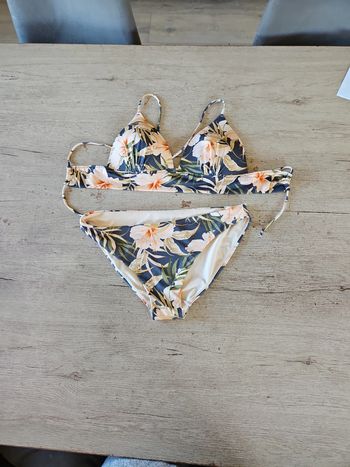 Bikini femme beige à dessin, taille 44, nickel