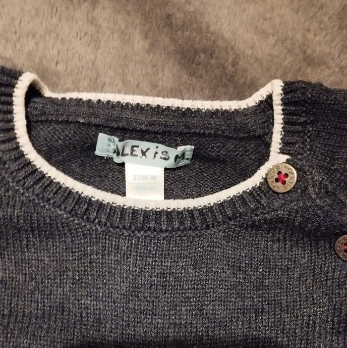 Pull bleu marine mouton 24 mois - photo numéro 2