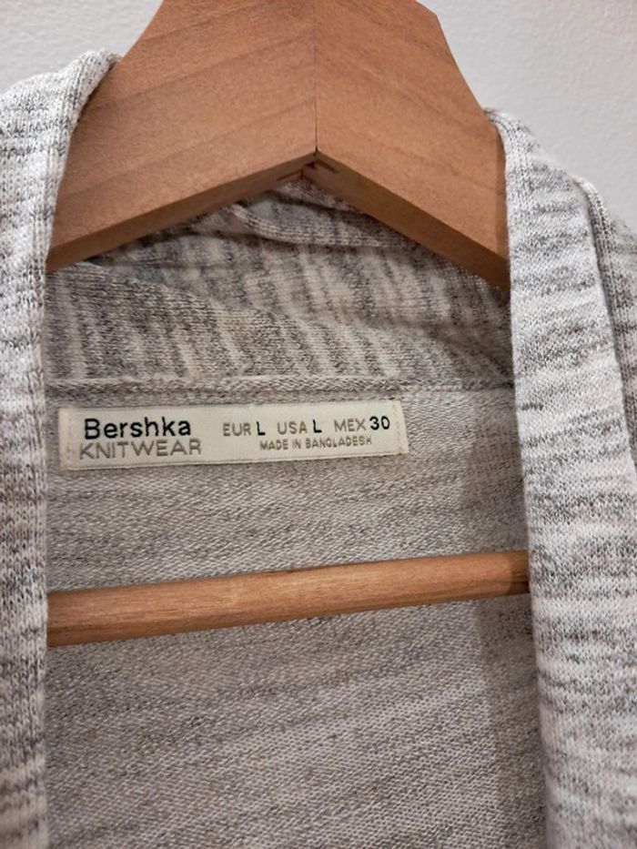 Gilet léger long bershka gris clair moucheté taille L 40 très bon état - photo numéro 2