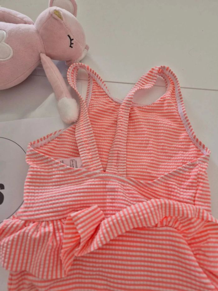 Maillot de bain 1 pièce bébé 12 mois La redoute neuf rose orangé - photo numéro 6