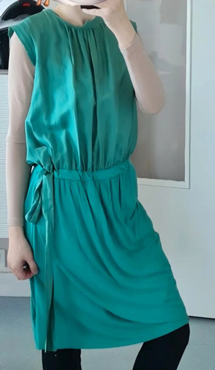 Robe tunique INTROPiA – Soie émeraude – Taille 44