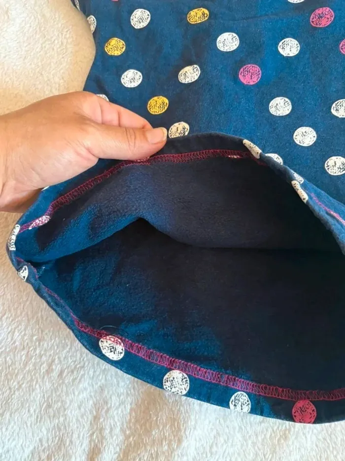 Robe fille manches courtes bleu marine à pois colorés – P’tit Ours – 18 mois - photo numéro 4