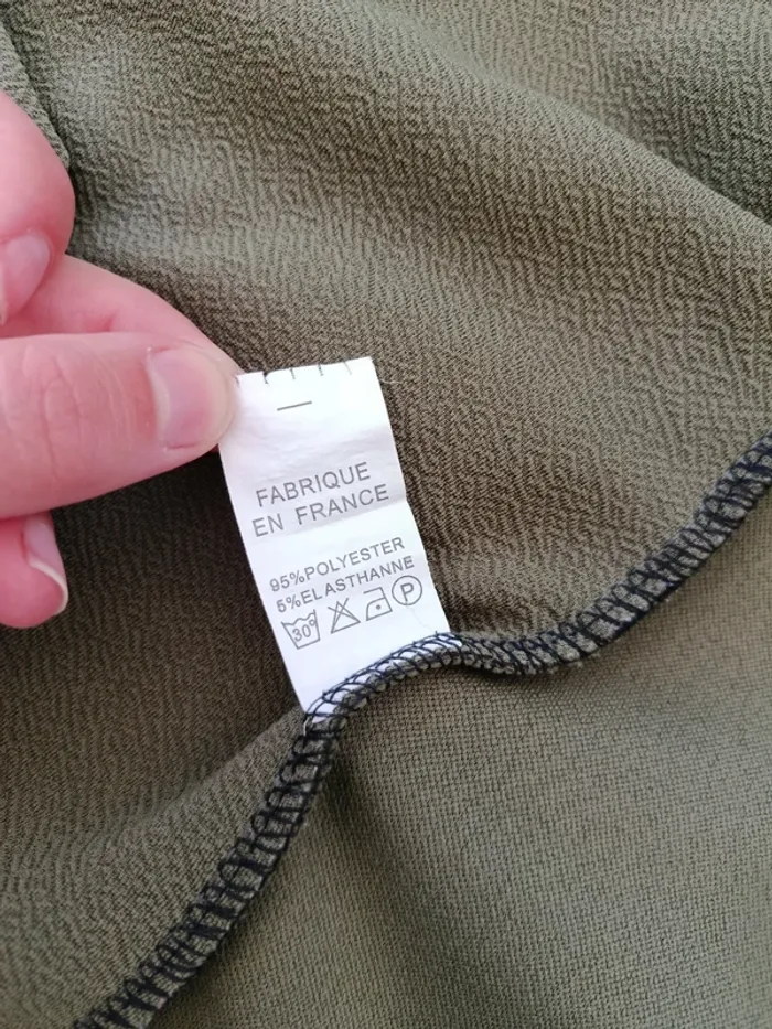 Petite veste ouverte kaki légère style blazer made in France taille S - photo numéro 3