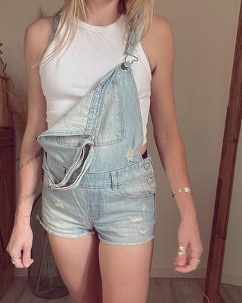 Salopette short court en jean bershka