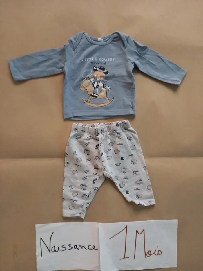 Ensemble (T-shirt ML + Legging) 0-1mois