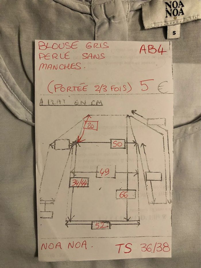 AB4- Blouse sans manches gris perle « noa noa » T S (36-38) portée 2-3 fois - photo numéro 11