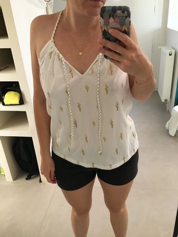 Débardeur blanc doré ananas promod