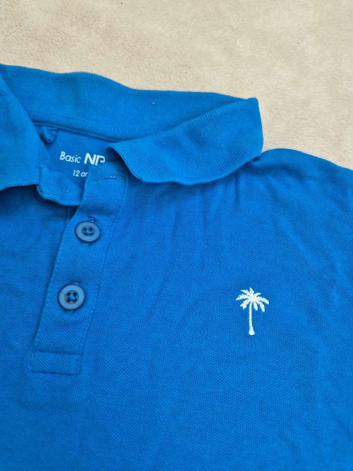 T shirt polo bleu garçon 12 ans basic npo junior - photo numéro 3