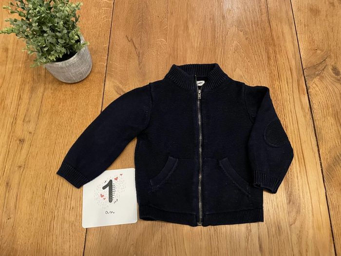 Gilet bleu marine laine mango 12-18mois