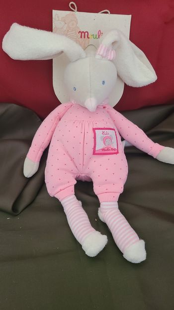 Moulin roty doudou lapin collection lila rose blanc gris