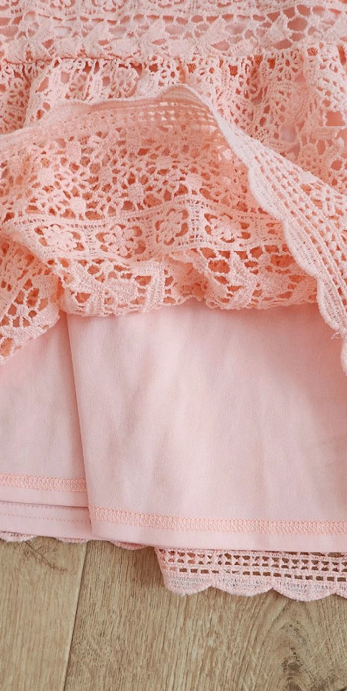 Robe manches courtes dentelle doublée corail taille 6 ans Gémo - photo numéro 3