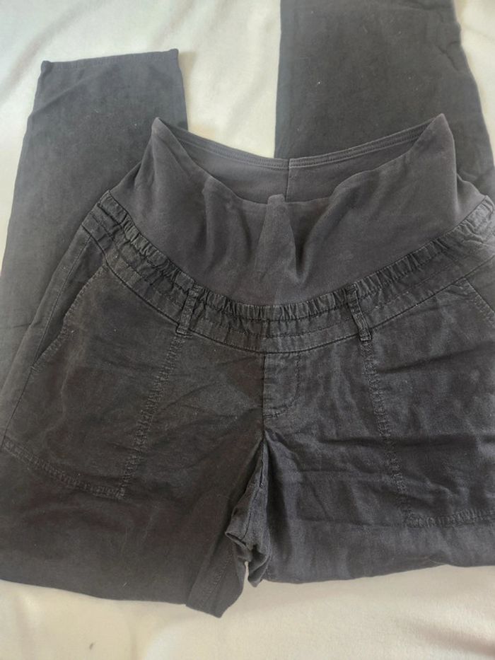 Pantalon grossesse coton élastiqué taille 44 noir - photo numéro 2