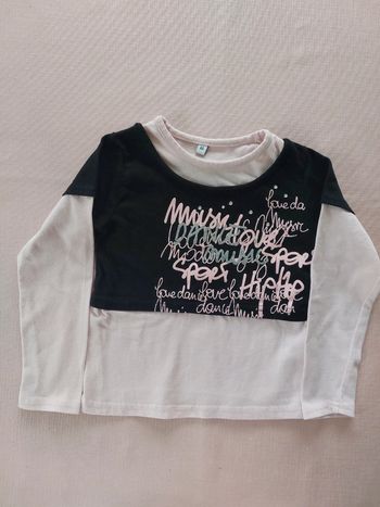 T-shirt manches longues rose et noir