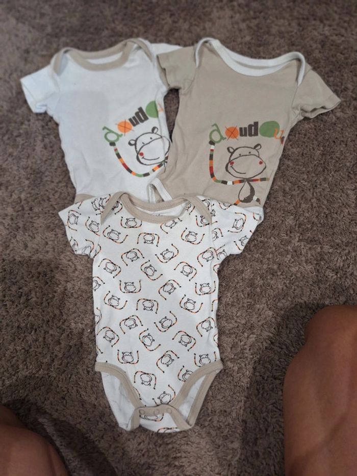 Lot de 3 bodies manches courtes taille 3 mois