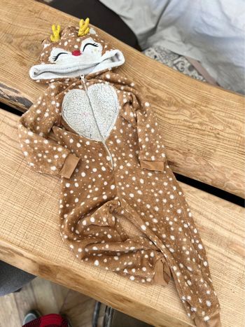 Pyjama bien chaud renne de noël combinaison polaire chaud déguisement 4 ans