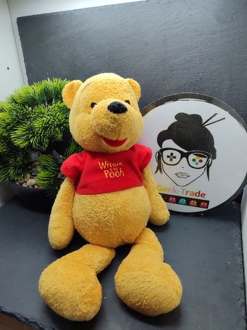 Peluche doudou winnie l'ourson the pooh jaune rouge disney Pull Ancien Billes