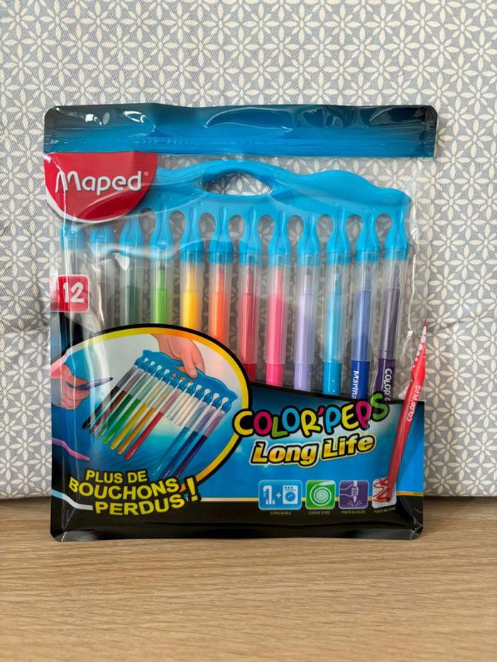Pack de 12 Feutres Long Life "Color Pep's" (Plus de Bouchons Perdus)