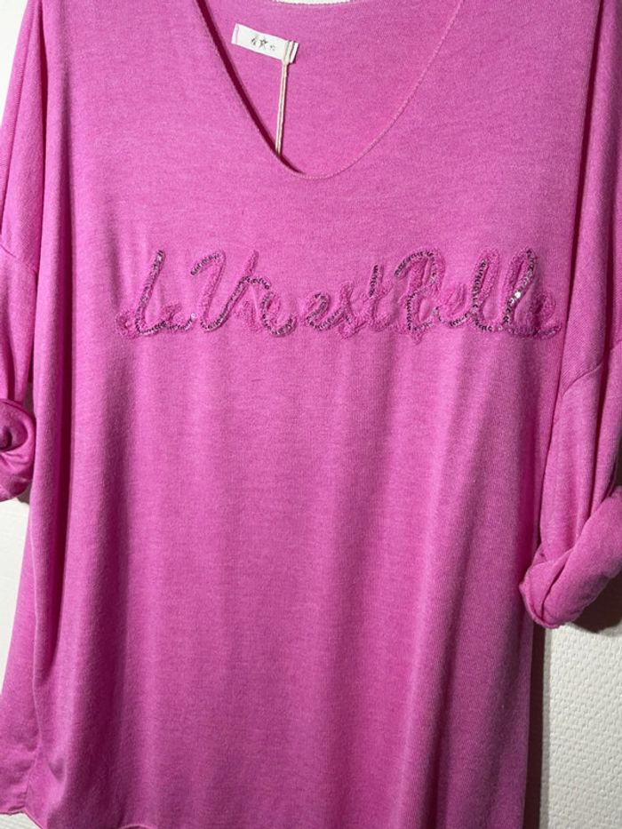 Pull « la vie est belle » femme taille unique (38-44)  - nos - neuf avec étiquette - photo numéro 2