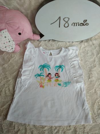 Blouse tee shirt chemise sans manche Fille 18 mois Vacances île Hawaï Lcdp 100% coton