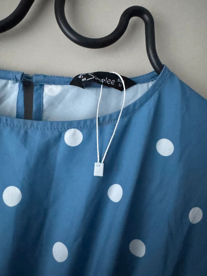 👗Magnifique bleue robe à pois- taille M - neuf sans étiquette - Simplee- été - photo numéro 4