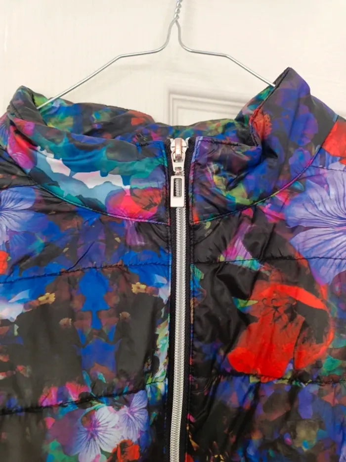 Veste manteau noir fleuri canda c&a L mi-saison - photo numéro 2