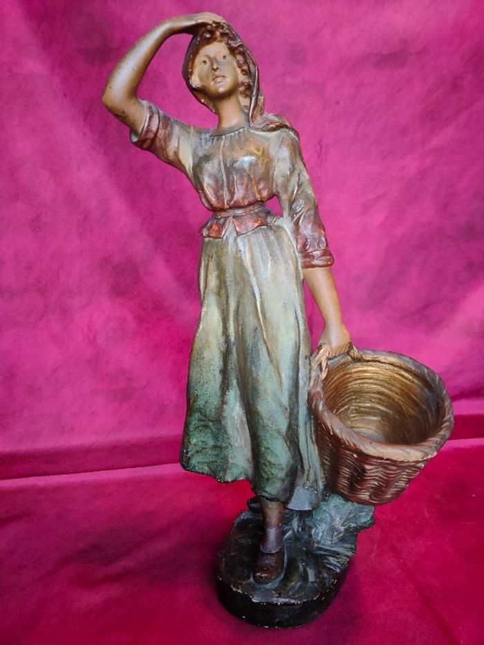 Ancienne statue polychrome en plâtre hauteur 55 cm
