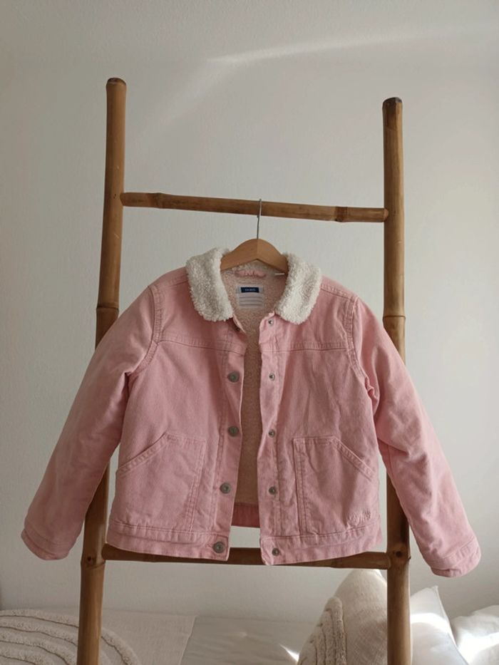 Veste en velours côtelé rose intérieur polaire Okaïdi