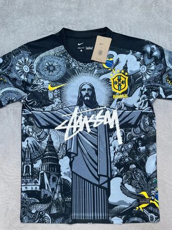 Maillot concept foot Brésil noir édition Rio Christ Rédempteur taille M