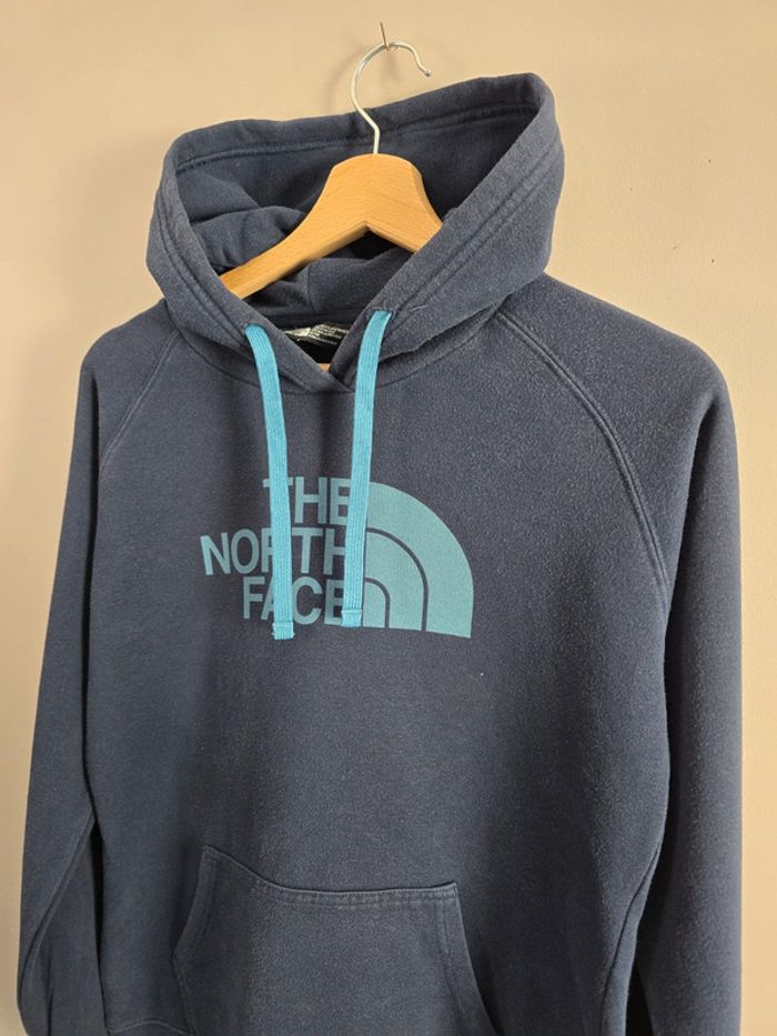 Sweat à capuche The North Face bleu marine logo turquoise taille M femme - photo numéro 3