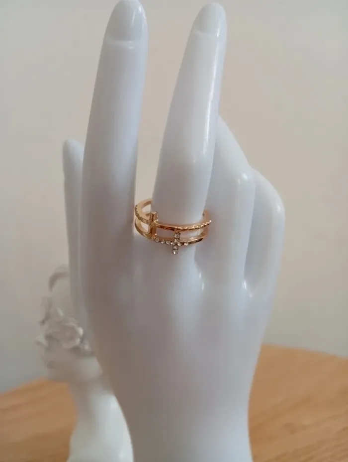 Bague 53 double croisé doré femme 1,7cm - photo numéro 2