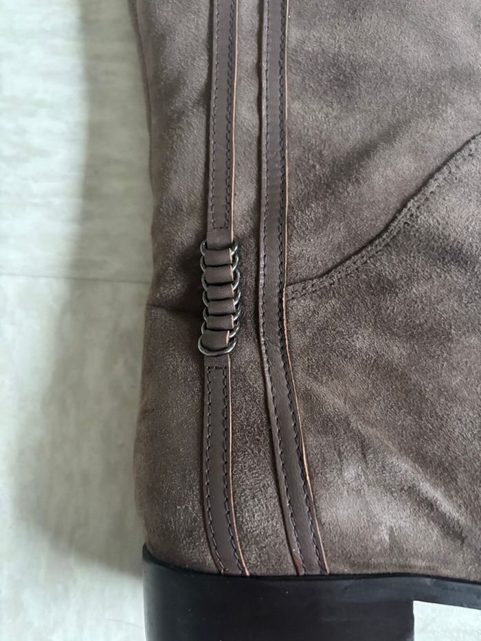Bottes cavalière en daim vintage petit prix doublé cuir marron taille 40 - Topy - photo numéro 3