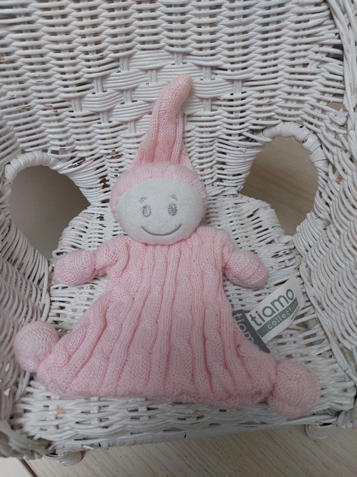 Tiamo collection - mini doudou lutin tricot rose