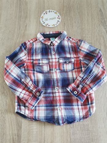 Chemise à carreaux manches longues 36mois tex neuve sans étiquette