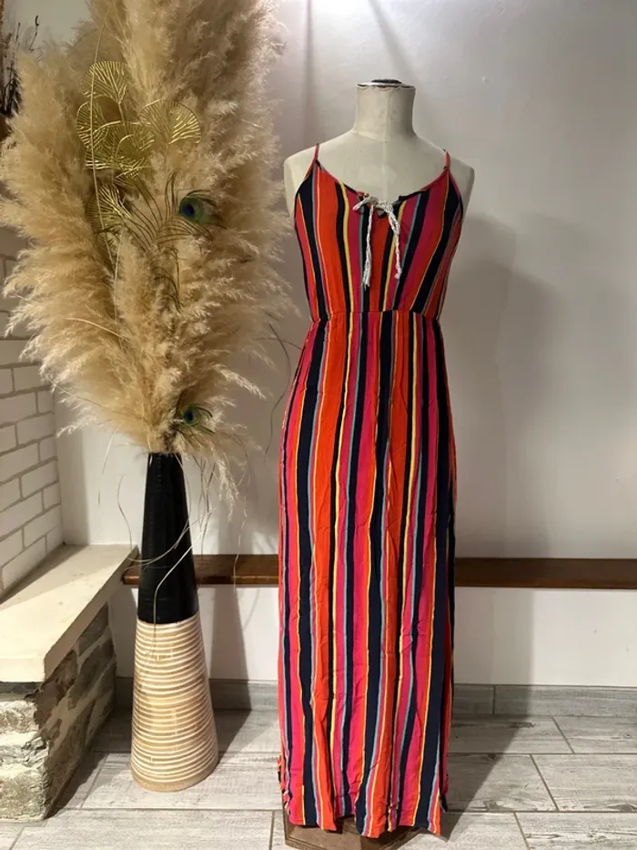 Robe longue été Promod 36 rayée multicolore