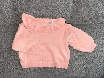 Pull col Claudine col pétale col volanté corail saumon Vertbaudet neuf