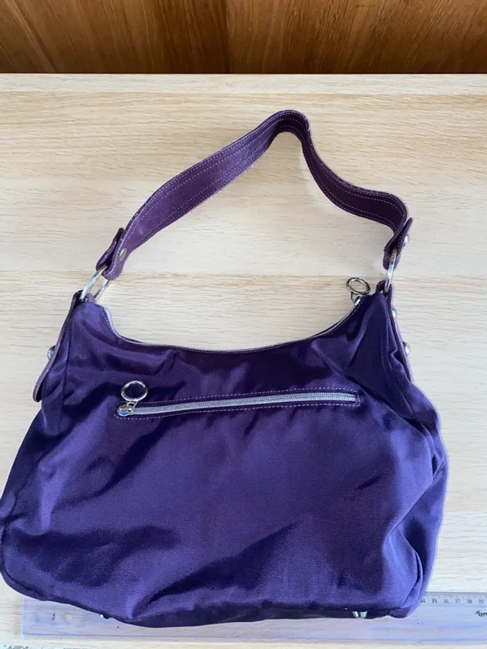 Sac à main violet petit noeud Lancaster tissu Paris prune - photo numéro 5